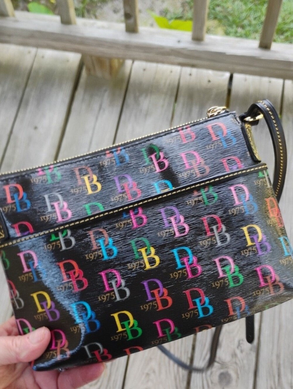 Dooney & Bourke Black Multicolor DB Logo Crossbody - Picture 4 of 10